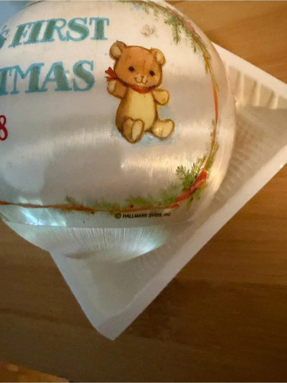 Baby's First Christmas 1978 Ornament. Hallmark Satin Bulb Holiday Ball. Vintage